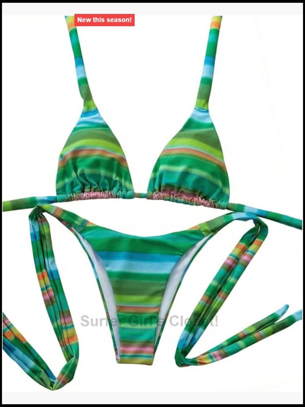 High Stretch Tie Side Halter Triangle Bikini Set